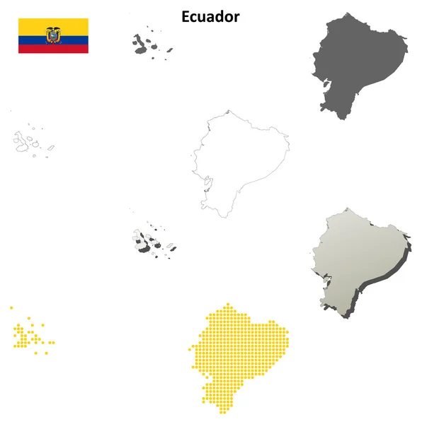 Ecuador blank detailed outline map set — Stock Vector