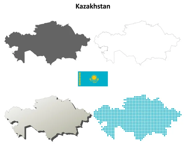 Kazakhstan outline map set — Stock Vector