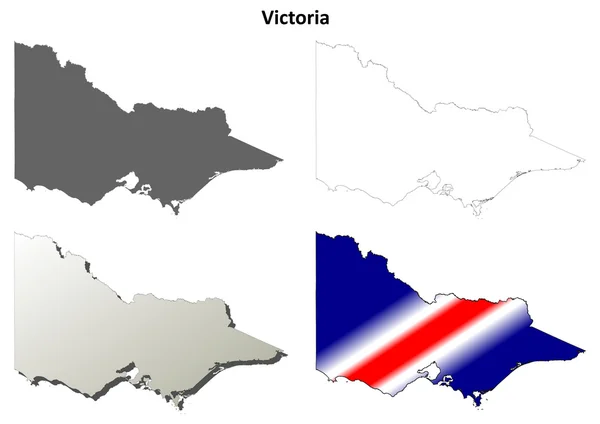 Victoria prázdné podrobné osnovy mapa sada — Stockový vektor