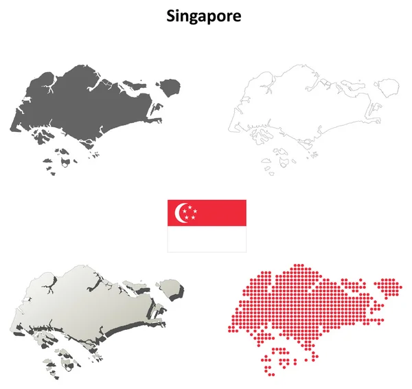 Singapour schéma carte ensemble — Image vectorielle