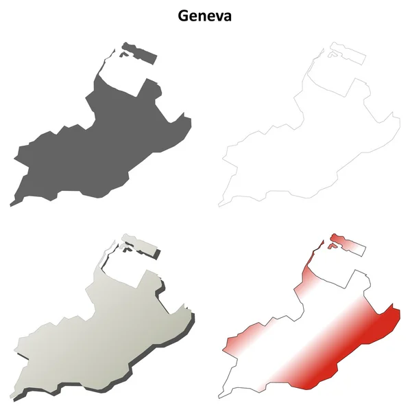 Ginebra en blanco esquema detallado mapa conjunto — Vector de stock