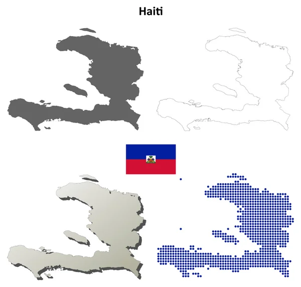 Haïti ébauche détaillée carte ensemble — Image vectorielle