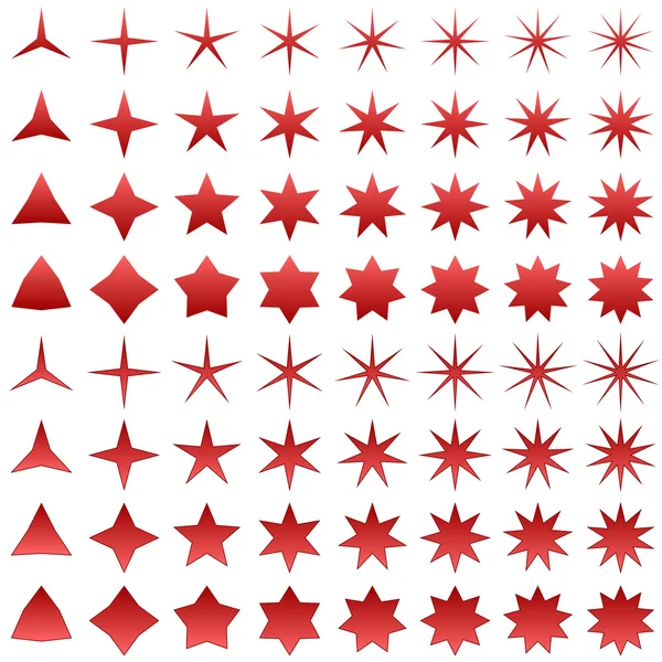 Red star set — Stock Vector