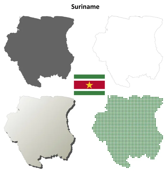 Surinam esquema mapa conjunto — Archivo Imágenes Vectoriales