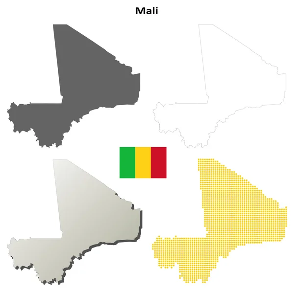 Mali esboço mapa definido — Vetor de Stock