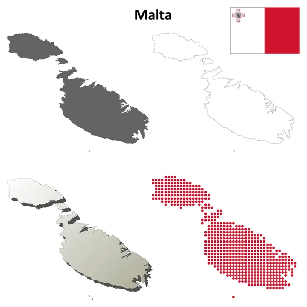 Malta schema mappa impostata — Vettoriale Stock