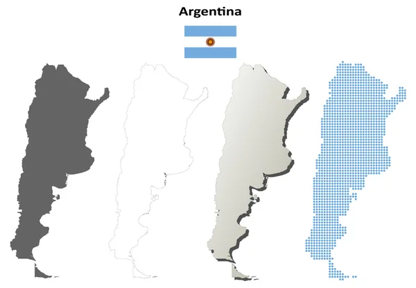 Argentinien umreißt Kartenset — Stockvektor