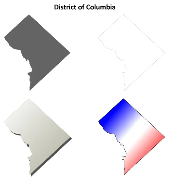 Distrito de Columbia esquema mapa conjunto — Vector de stock