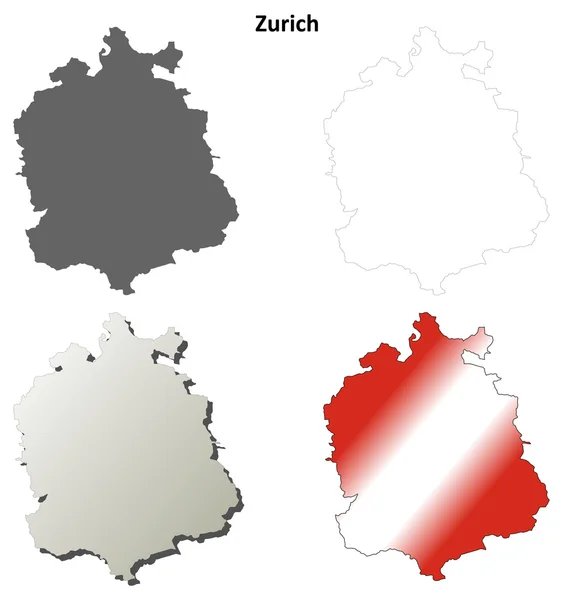 Set di mappe dettagliate in bianco di Zurigo — Vettoriale Stock
