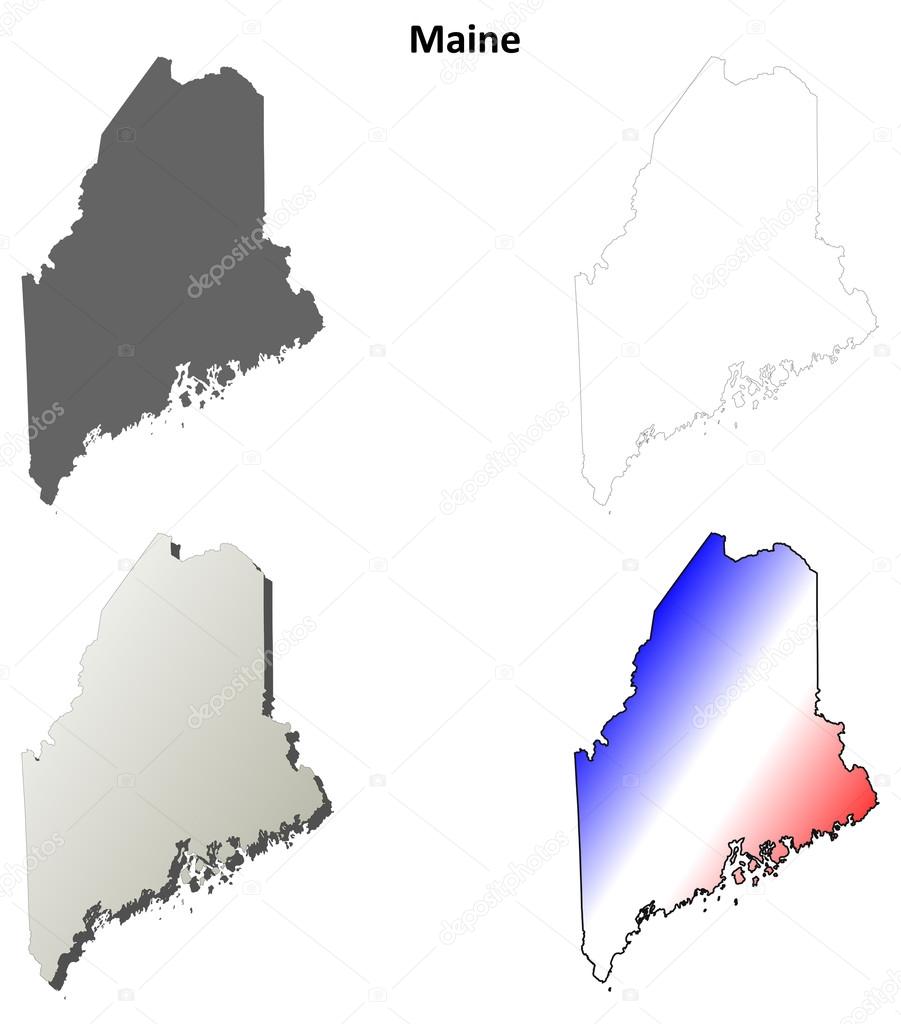 Maine outline map set