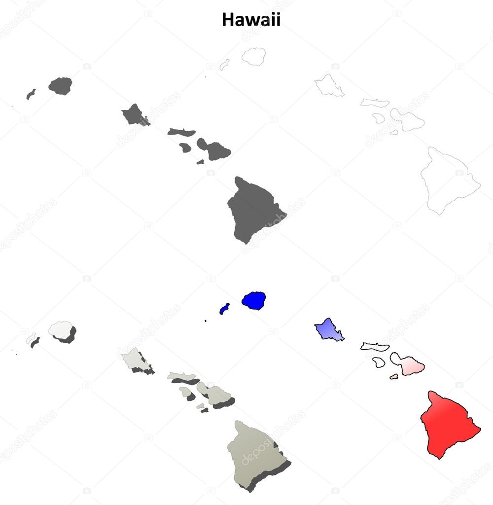 Hawaii outline map set
