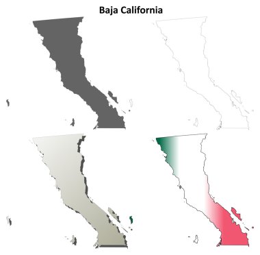 Baja California blank outline map set clipart