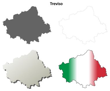 Treviso blank detailed outline map set clipart