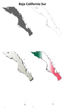 Baja California Sur blank outline map set clipart