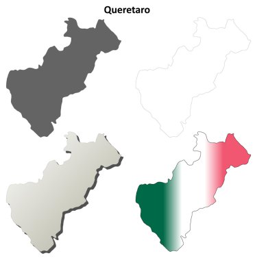 Queretaro blank outline map set clipart