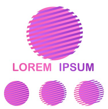 Pembe ve mor çizgili daire şirket simgesi tasarım kümesi
