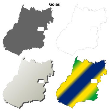 Goias blank outline map set clipart