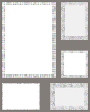 Açık renk piksel mozaik sayfa düzeni sınır şablon seti