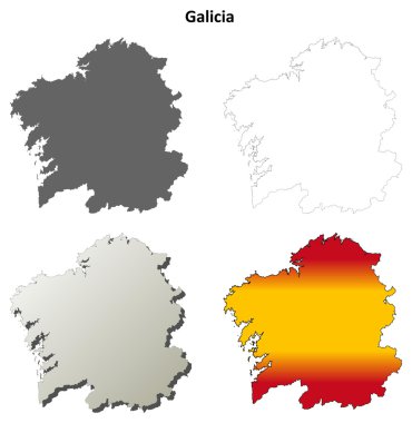 Galicia blank detailed outline map set clipart