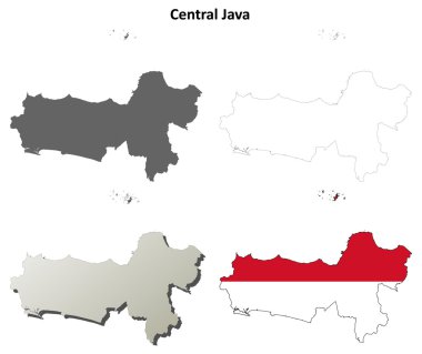 Central Java blank outline map set clipart