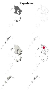 Kagoshima boş anahat harita seti