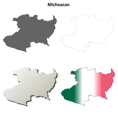 Michoacan blank outline map set clipart