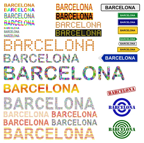 Barcelona text designuppsättning — Stock vektor
