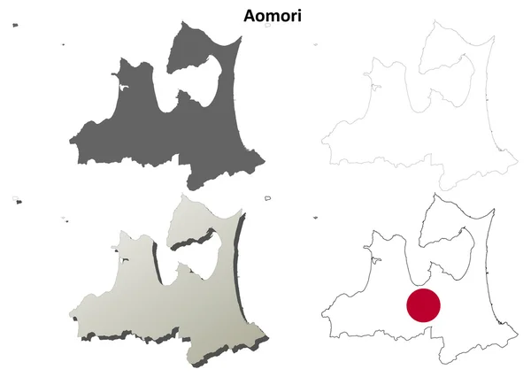 Aomori boş anahat harita seti — Stok Vektör