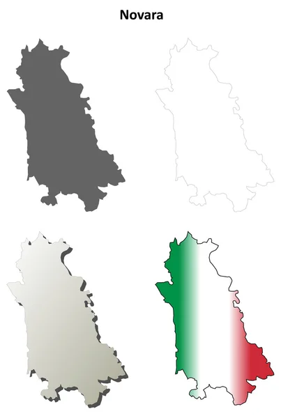 Novara em branco esboço detalhado mapa definido — Vetor de Stock