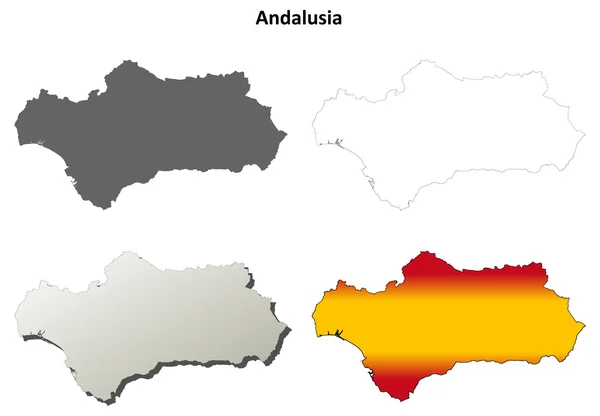 Andalousie blanc plan détaillé carte ensemble — Image vectorielle