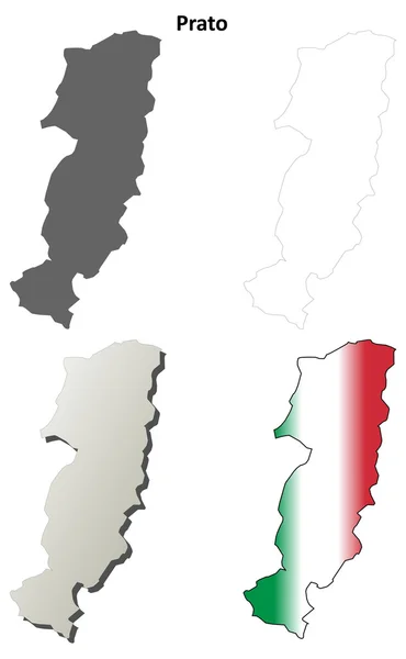 Prato en blanco esquema detallado mapa conjunto — Archivo Imágenes Vectoriales