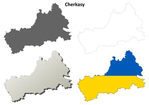Cherkasy en blanco esquema mapa conjunto — Archivo Imágenes Vectoriales