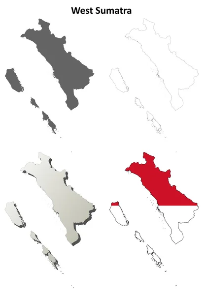 Sumatra Zachodnia puste kontur mapa zestaw — Wektor stockowy