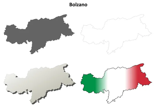 Bolzano (Tirol del Sur) en blanco esquema detallado mapa conjunto — Vector de stock