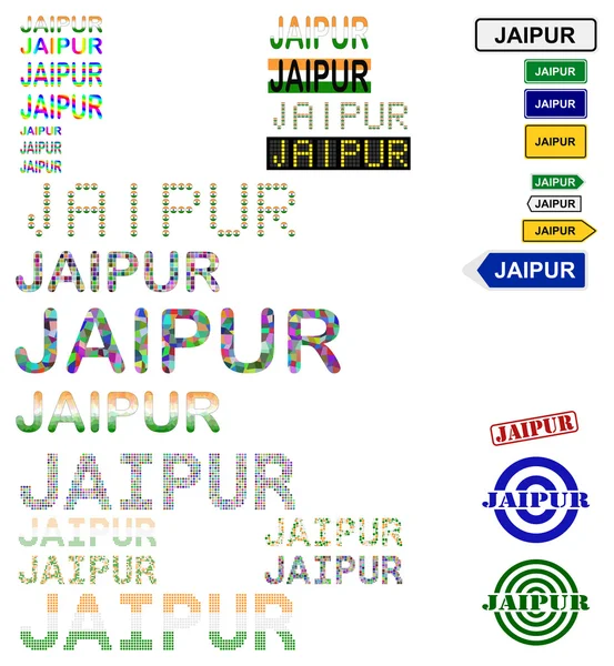 Jaipur text design set — Stock Vector