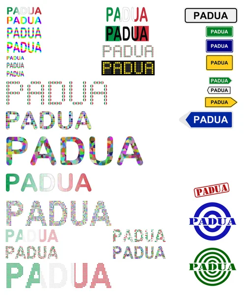 Padua (Padova) text designuppsättning — Stock vektor