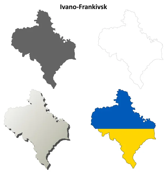 Iwano-Frankowsk puste kontur mapa zestaw — Wektor stockowy