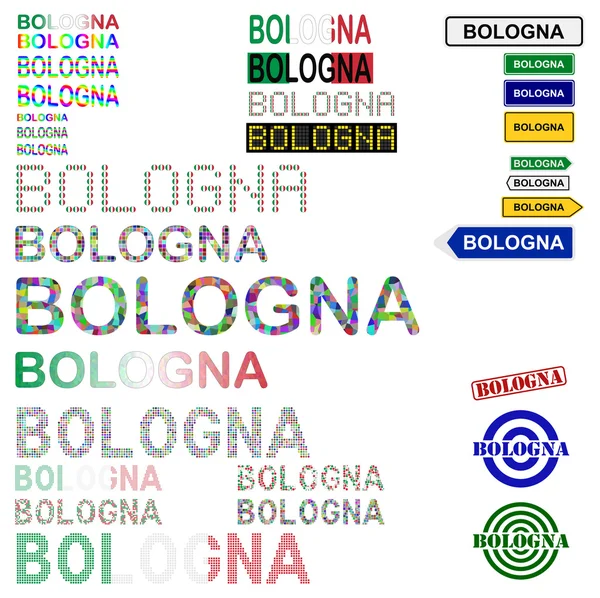 Bologna tekst ontwerpset — Stockvector