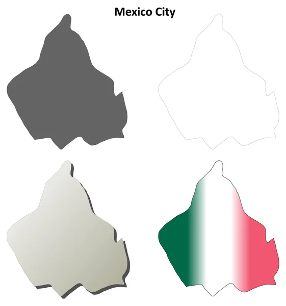 Mexico City blank outline map set — Stock Vector