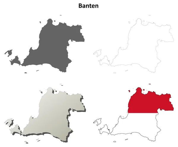 Banten boş anahat harita seti — Stok Vektör