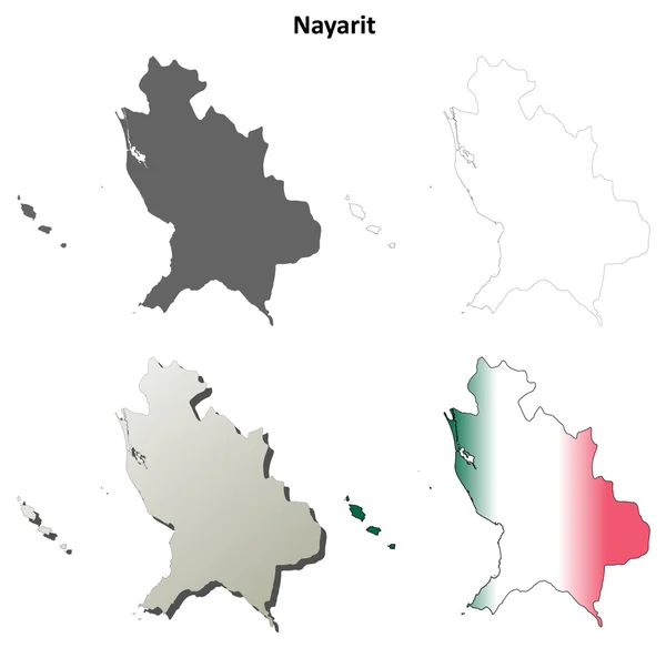 Nayarit blank outline map set — Stock Vector