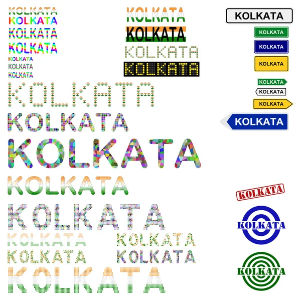Kolkata (Calcutta) text design set — Stock Vector