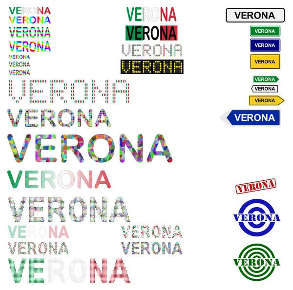 Verona tekst ontwerpset — Stockvector