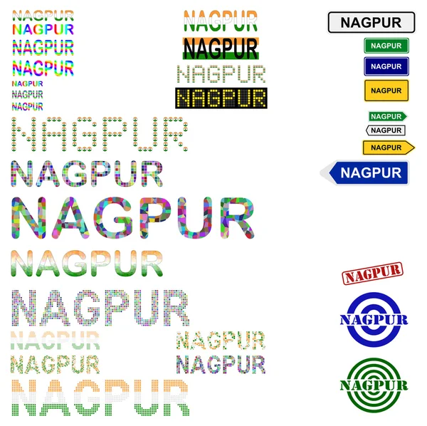 Nagpur conjunto de diseño de texto — Vector de stock