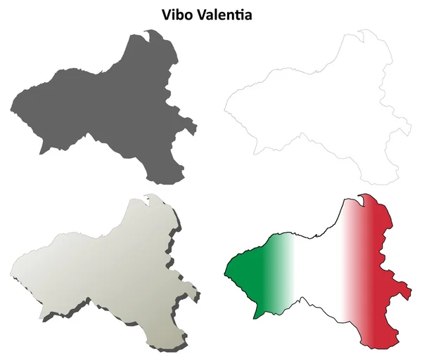 Set peta Vibo Valentia outline - Stok Vektor