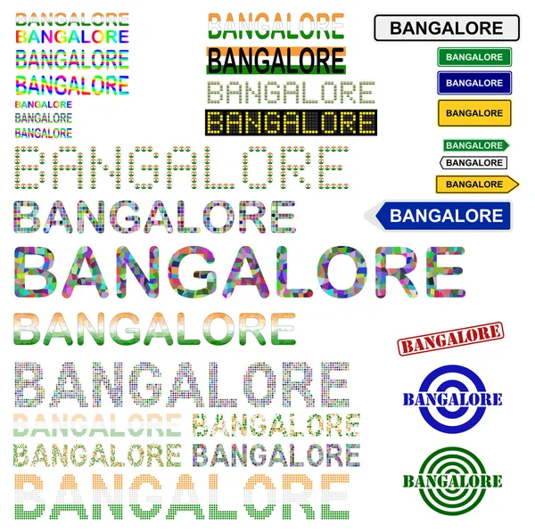 Bangalore (Bengaluru) tekst ontwerpset — Stockvector