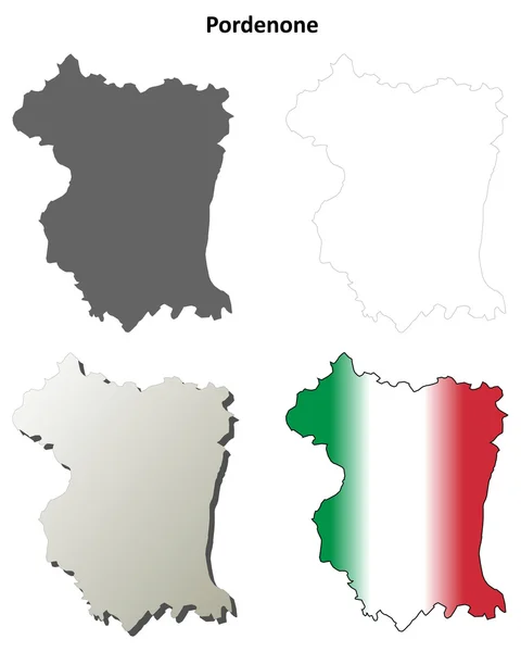 Set di mappe dettagliate vuote di Pordenone — Vettoriale Stock