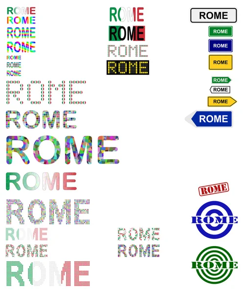 Roma (Roma) conjunto de diseño de texto — Vector de stock