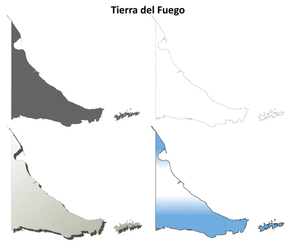 Tierra del Fuego en blanco esquema mapa conjunto — Archivo Imágenes Vectoriales