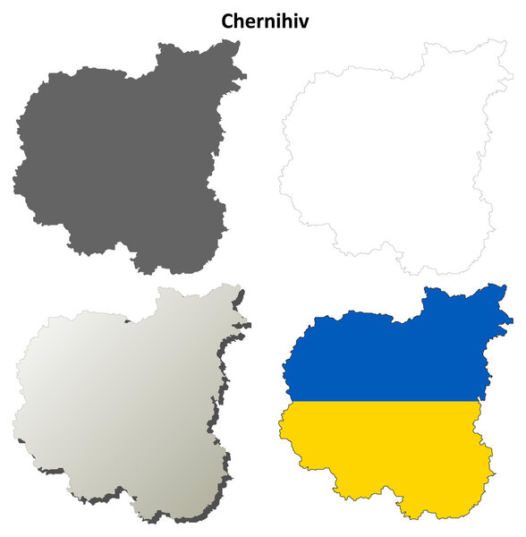 Chernihiv blank outline map set